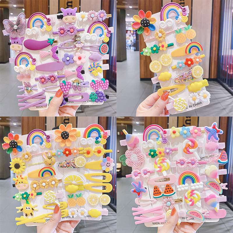 儿童发夹14件套装卡通可爱女宝宝小朋友发卡花朵清新甜美学生边夹