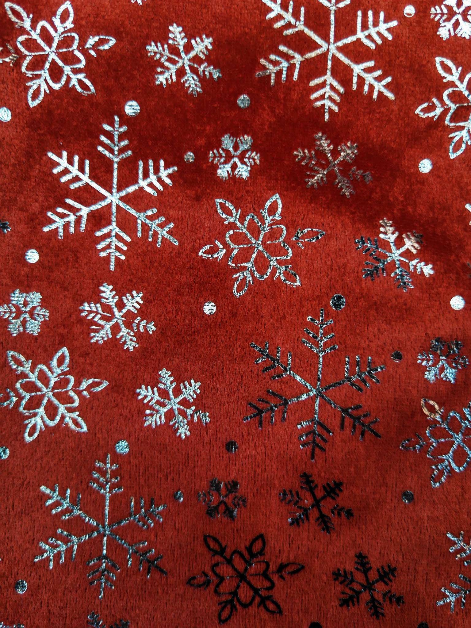 Christmas stockings with golden fleece printed snowflakes and stars, white fleece cuffs, best-selling and high-quality Christmas stockings for export detail image 2