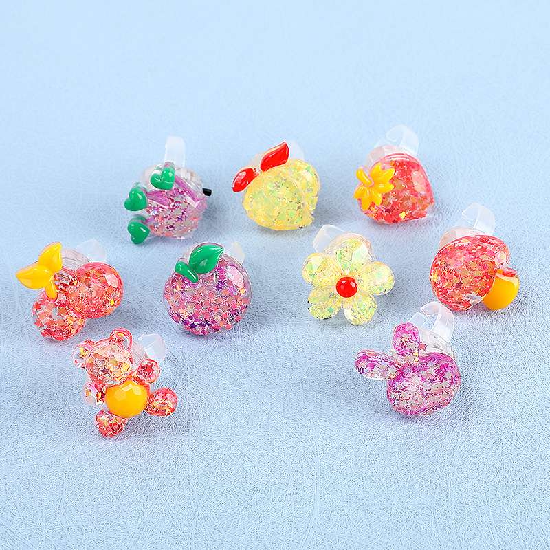 儿童发光戒指 儿童派对led发光戒指创意水果戒指带灯 