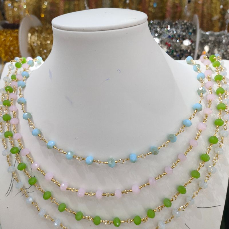 Crystal handmade chain bracelet necklace accessories in multiple colors 312312333 details Picture