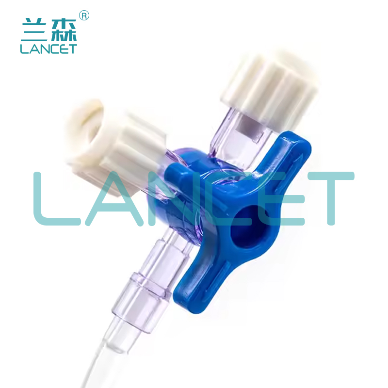 Medical sterilization three-way valve, three-way cock with extension tube, 3-way stopcock disposable mixer pic 4