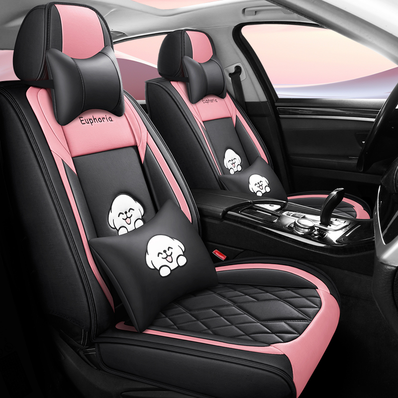 Car seat cushion, all-season universal seat cover, cartoon seat cover, fully enclosed seat cushion, special leather for small cars, all-season new style details Picture