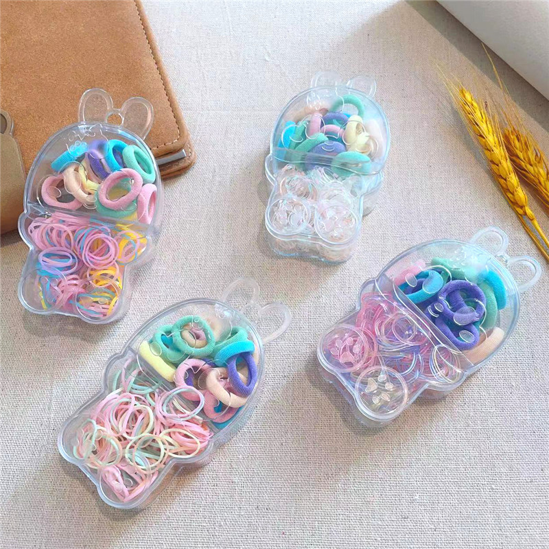 批发儿童盒装小号拇指发圈多色混装甜美可爱女童不伤发尼龙橡皮筋发夹儿童夏季可爱详情图2