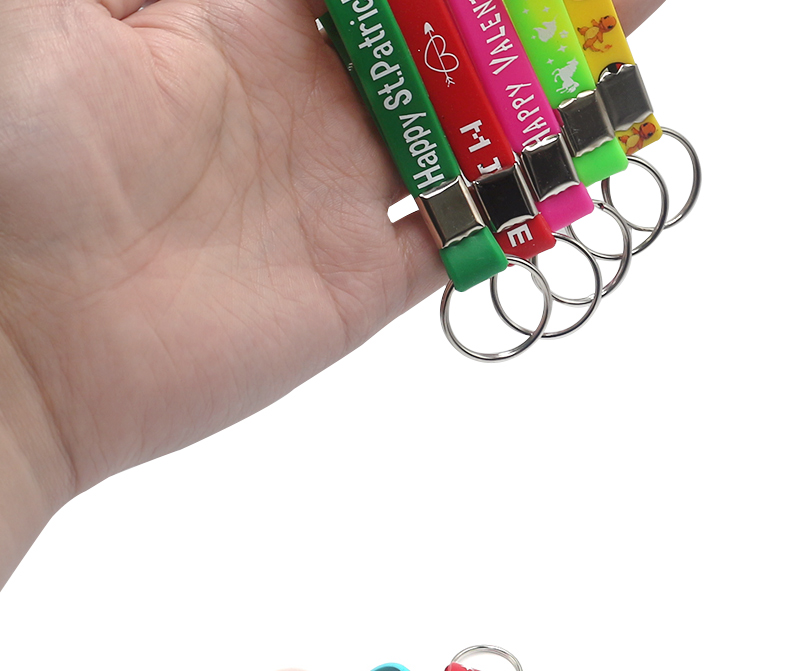 跨境亚马逊 TEMU 希音 硅胶钥匙铁圈 多种印刷挂绳防丢钥匙圈详情9