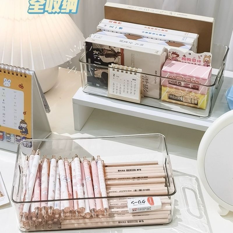 桌面收纳箱化妆品家用透明亚克力面膜整理盒零食收纳筐杂物置物架02专供外贸专供外贸