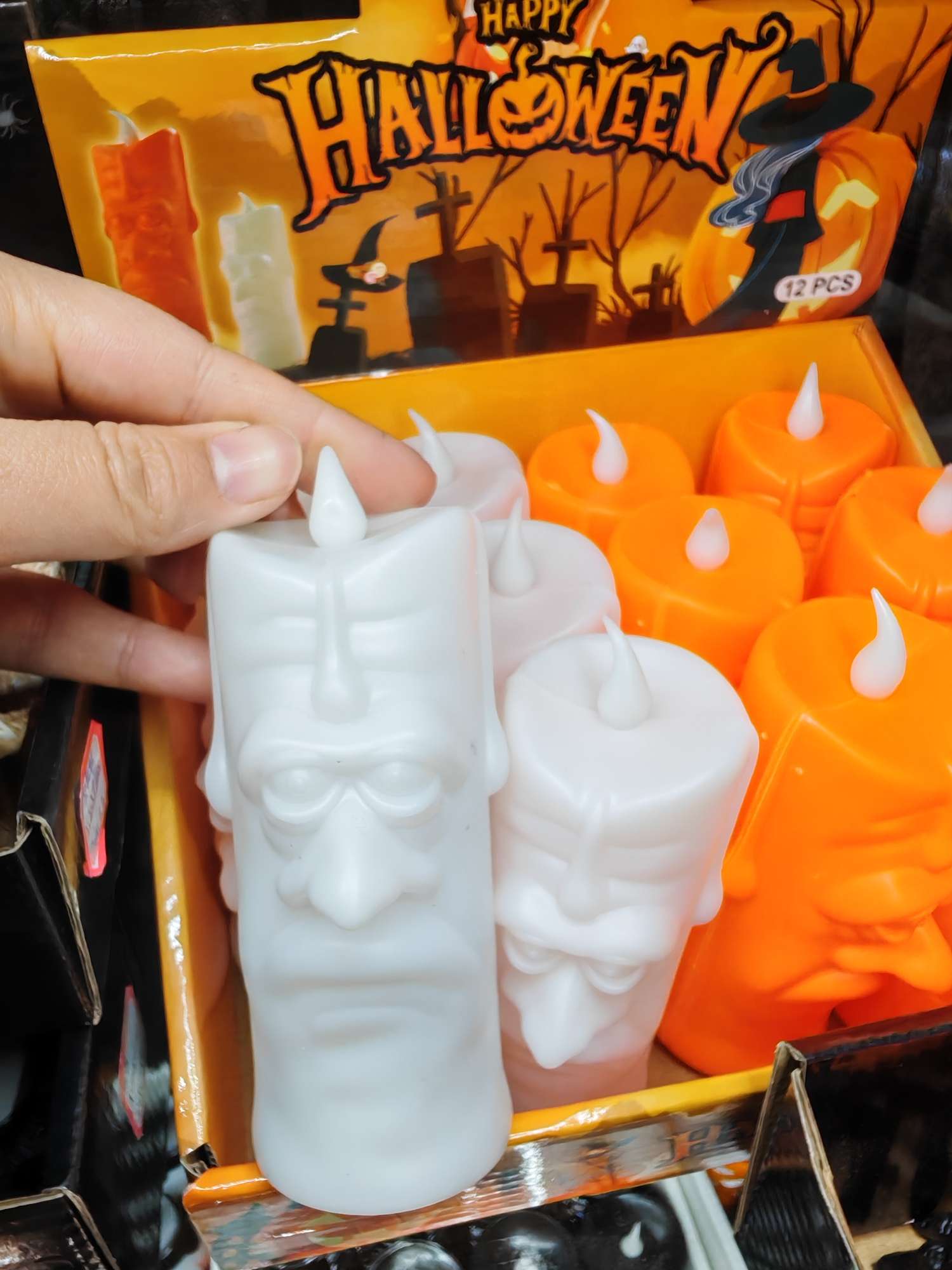 万圣节发光蜡烛LED闪光灯 派对装饰鼻子幽灵小夜灯闪光高脚杯节日装饰鼻子蜡烛幽灵南瓜蜡烛恐怖可爱派对节日氛围儿童玩具详情图3
