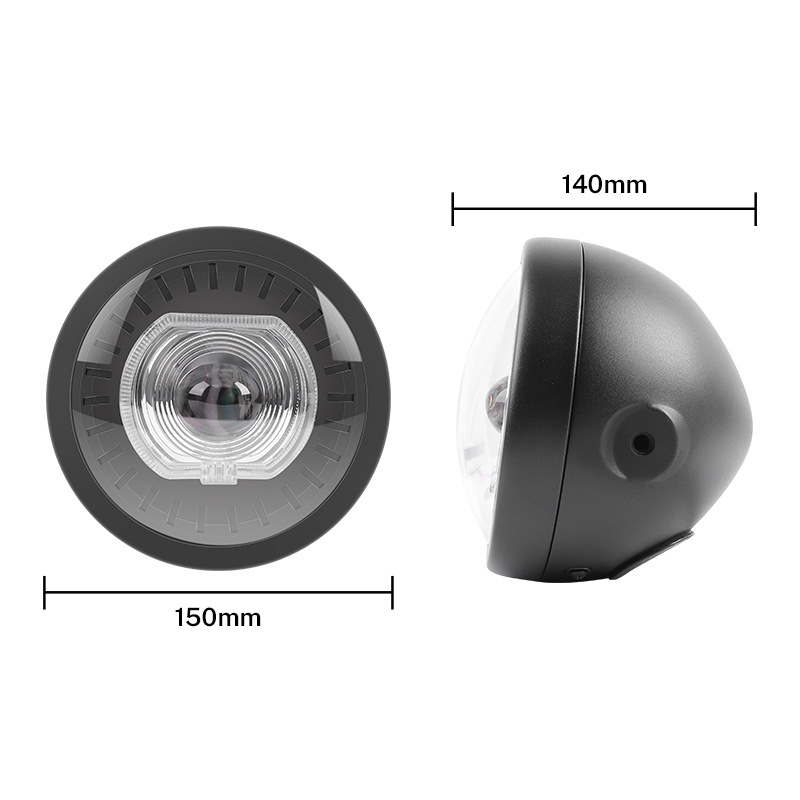 Universal 5.75 "motorcycle headlights assembly lens LED spotlights Angel eye Circle retro demon eye headlights Specification drawing
