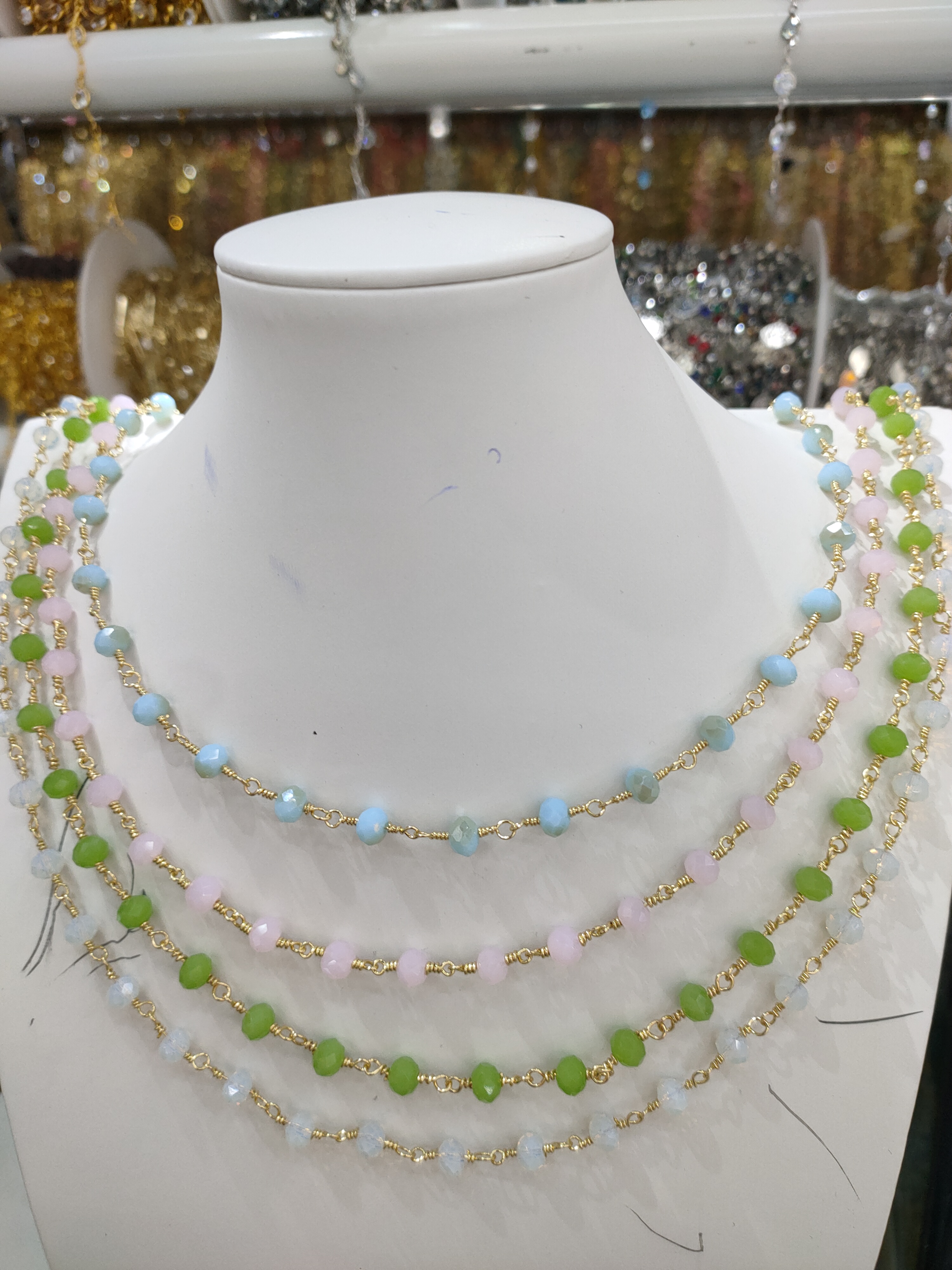 Crystal handmade chain bracelet necklace accessories in multiple colors 312312333 Specification image