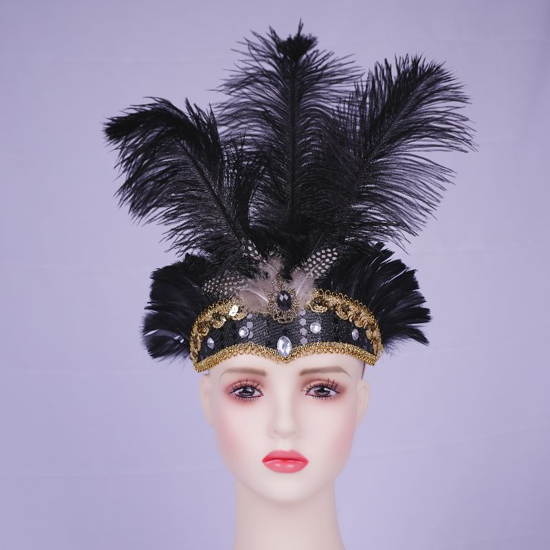 羽毛头饰发带 服饰装扮头带鸵鸟毛头饰印第安头带    详情4