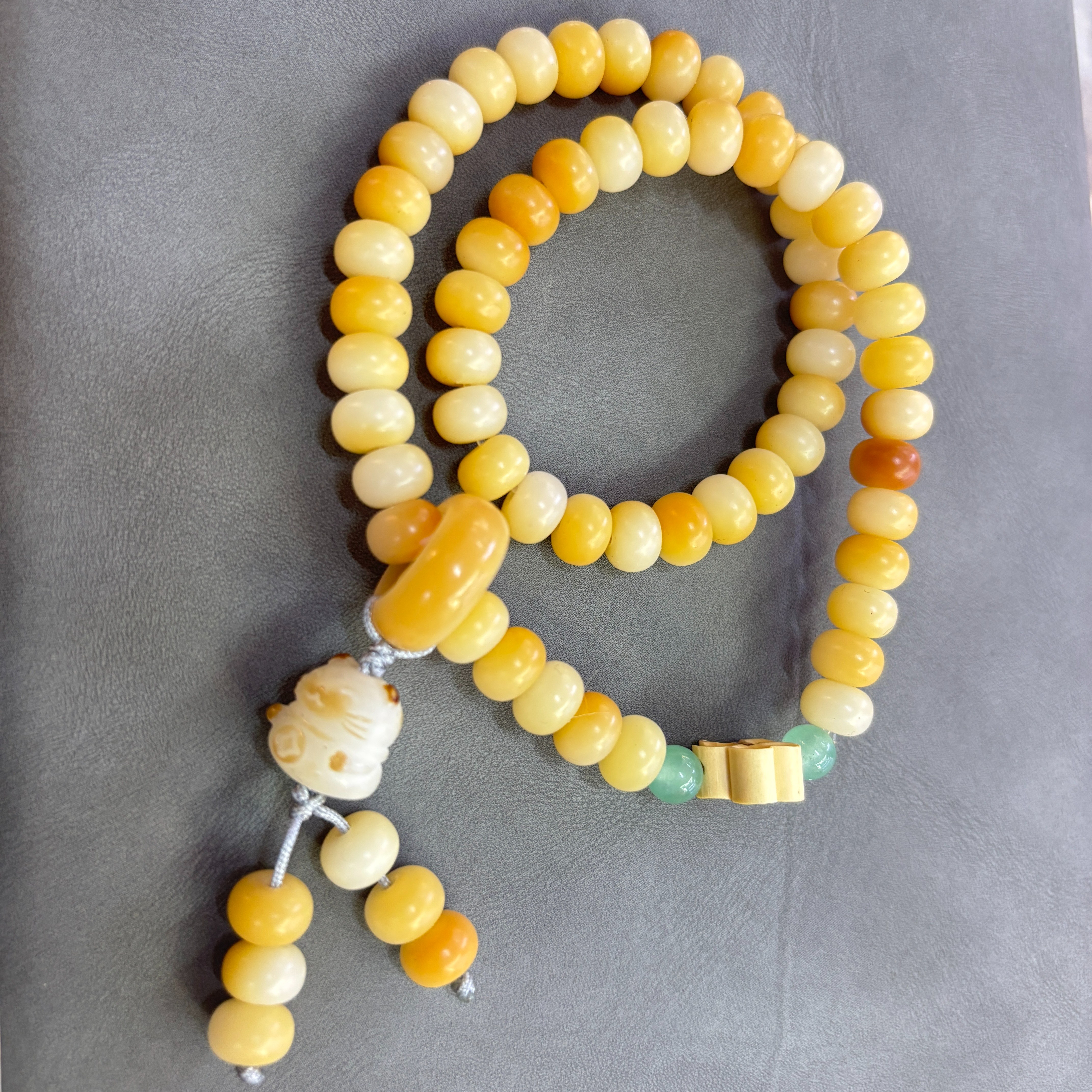 天然菩提手串柠檬黄算盘珠双圈盘玩男女手链佛珠批发