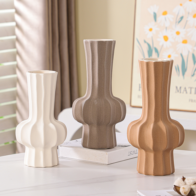 简约大气三色不规则 陶瓷居家客厅摆件插花花瓶 工艺品摆件花瓶