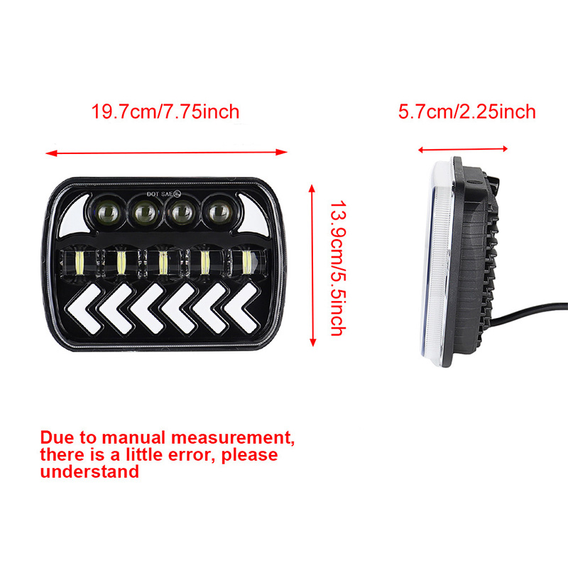 7 "square headlights Off-road vehicle motorcycle headlights sign indicator light left and right arrow LED motorcycle headlights Specification drawing