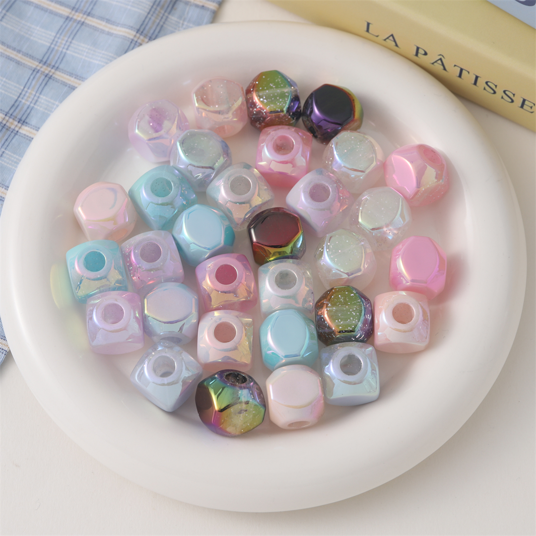 Acrylic powder cream, UV-coated color, rhombic beads, straight hole beads, loose beads, DIY bracelet, hair accessory, headwear accessories Item Picture