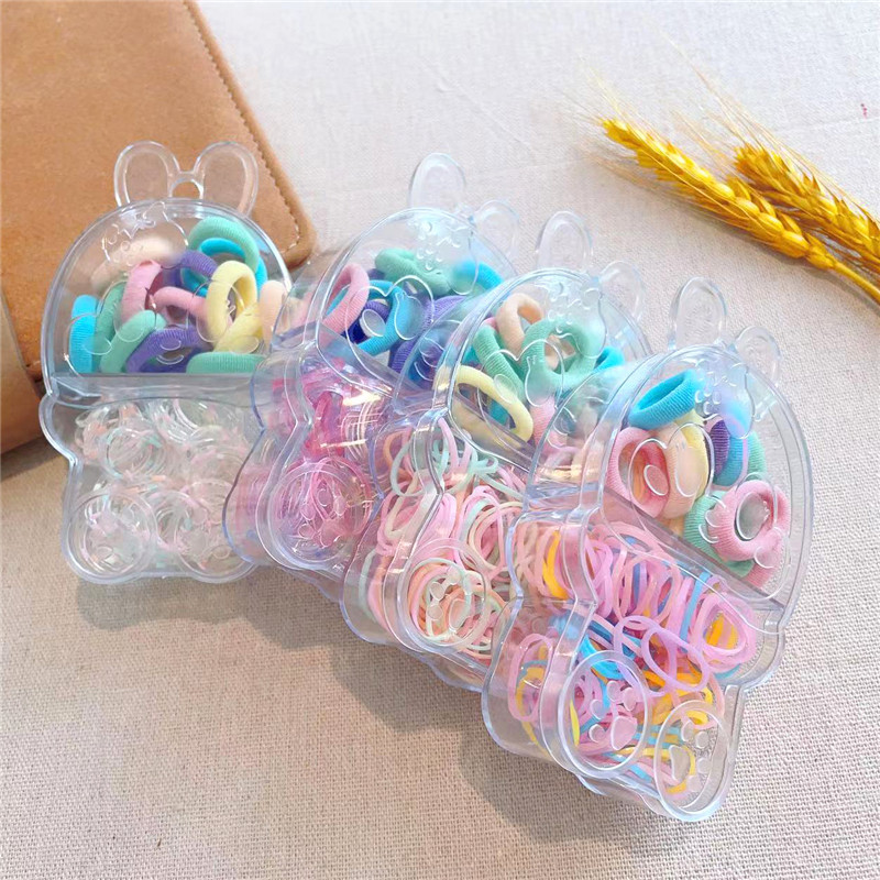 批发儿童盒装小号拇指发圈多色混装甜美可爱女童不伤发尼龙橡皮筋发夹儿童夏季可爱详情图3
