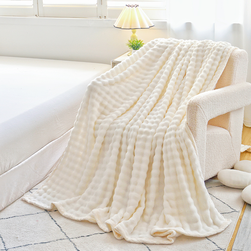 Junbao Home Textiles rabbit fur bubble blankets are available for wholesale export with large quantities in stock and customization available details Picture