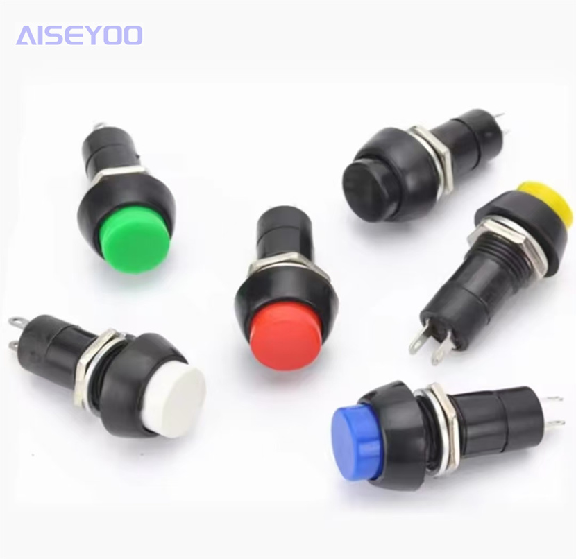 The PS-11A /11B push-button switch features red, green, yellow, white, blue and black heads. It is a self-locking/lock-free push-button device. The start button is circular and self-locking. The push-button switch has a small installation hole of 12MM details Picture
