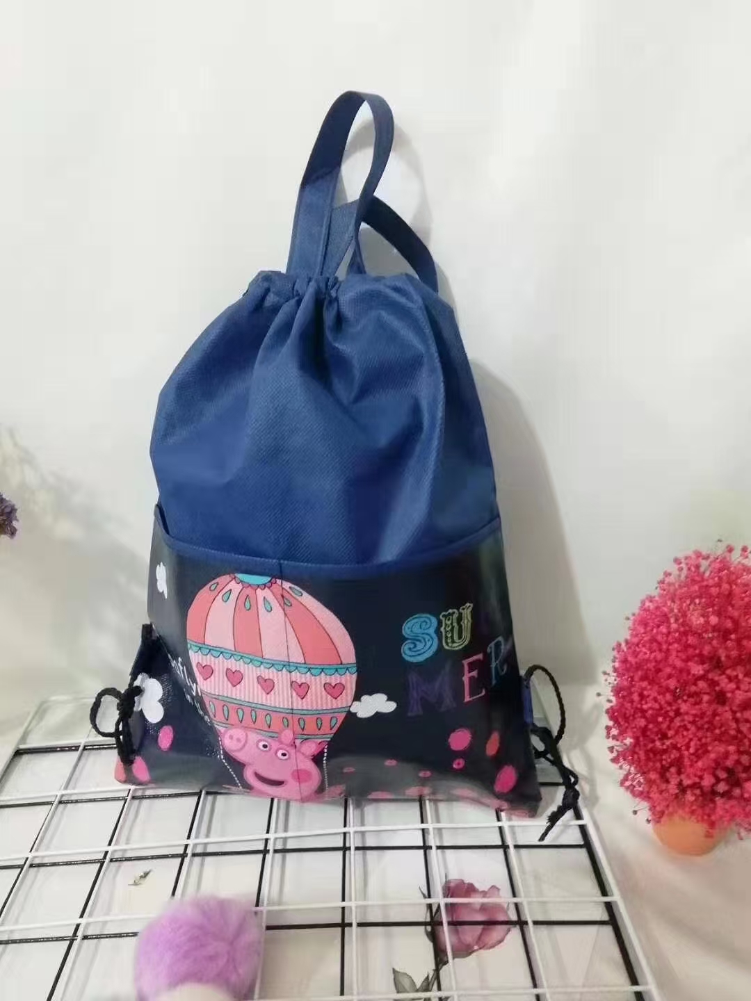 B23 non-woven bunched backpack students Spring and autumn small backpack remedial bag remedial bag Item Picture