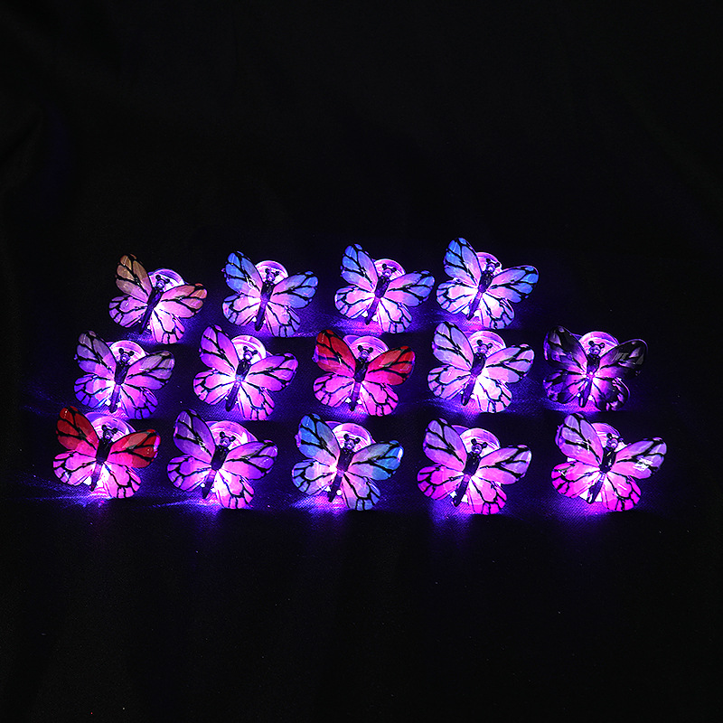 蝴蝶饰品亚克力配件彩色发光戒指ins小朋友饰品小朋友玩具led灯详情图1