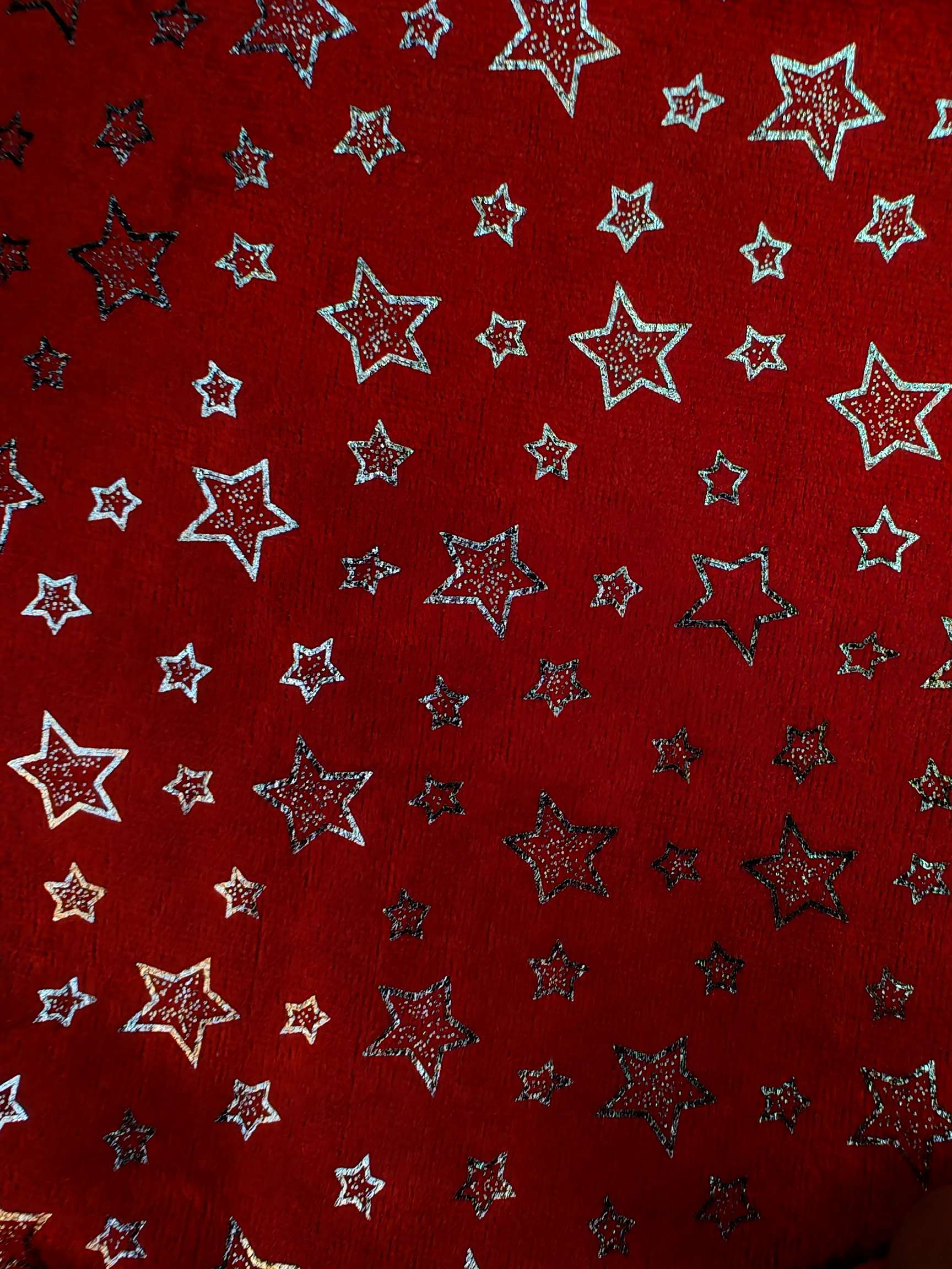 Christmas stockings with golden fleece printed snowflakes and stars, white fleece cuffs, best-selling and high-quality Christmas stockings for export Item Picture