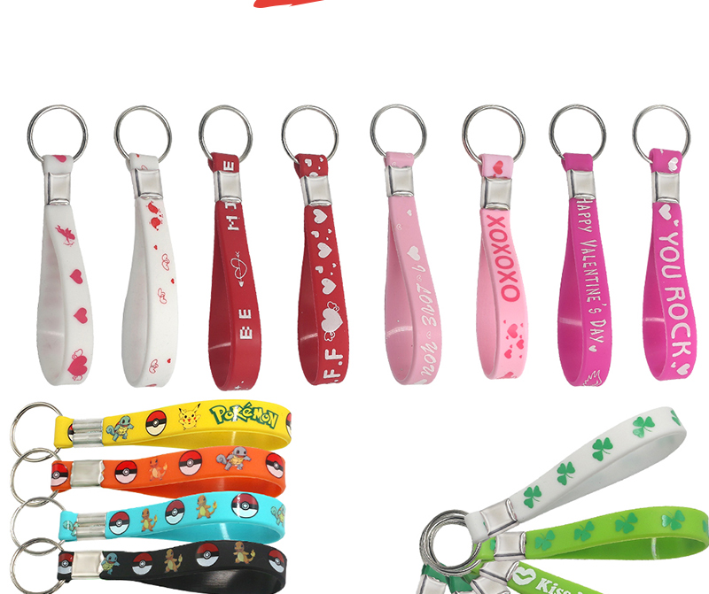 跨境亚马逊 TEMU 希音 硅胶钥匙铁圈 多种印刷挂绳防丢钥匙圈详情4