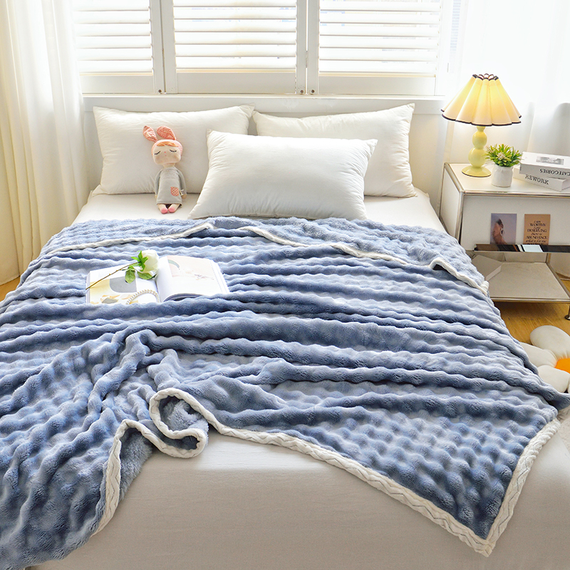 Junbao Home Textiles rabbit fur bubble blankets are available for wholesale export with large quantities in stock and customization available pic 1
