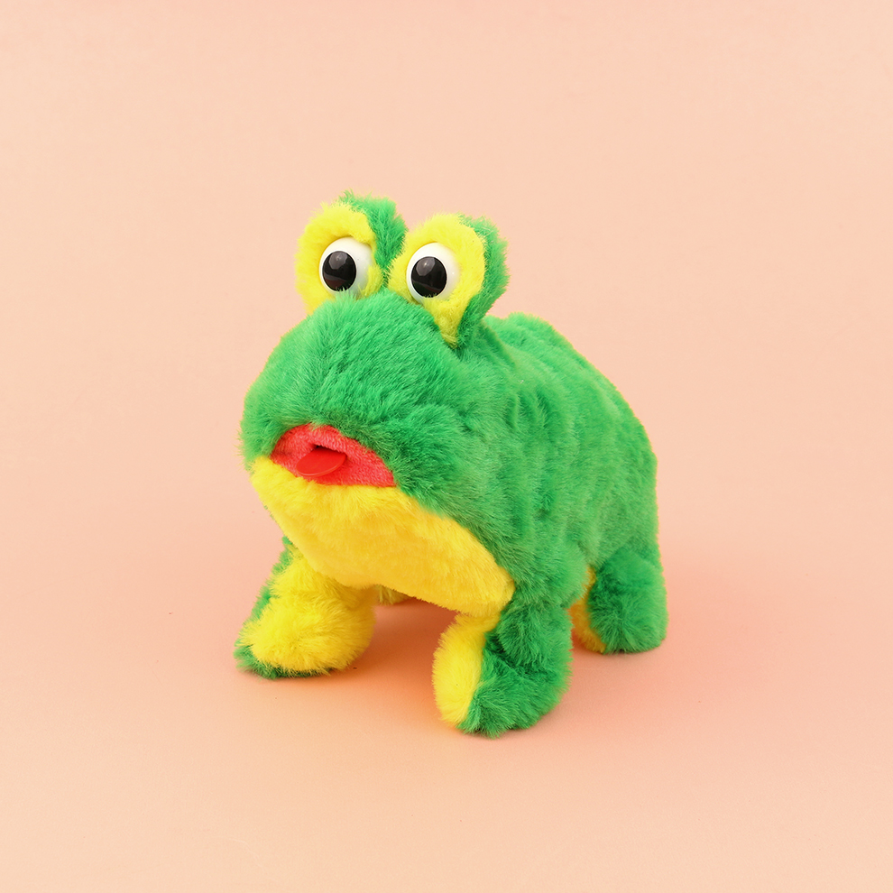 The new plush electric toy, "Croak Croak," simulates the sound of a frog that can walk and croak. It is a children's toy electronic pet