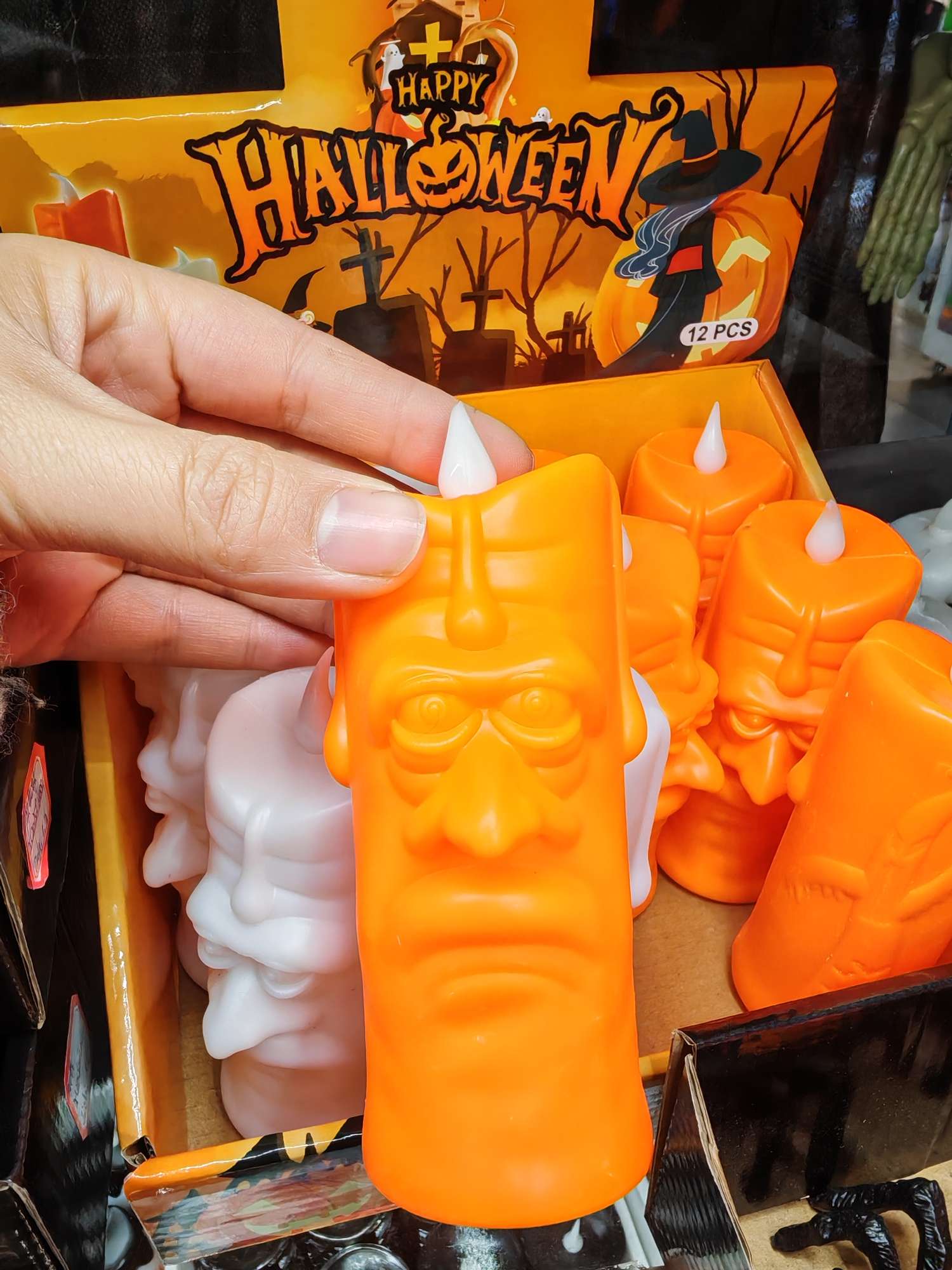 万圣节发光蜡烛LED闪光灯 派对装饰鼻子幽灵小夜灯闪光高脚杯节日装饰鼻子蜡烛幽灵南瓜蜡烛恐怖可爱派对节日氛围儿童玩具详情图4