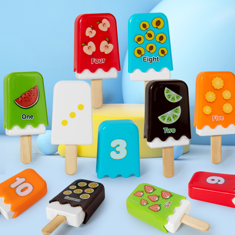 Digital ice cream stick Popsicle matching game children's digital enlightenment cognitive color table toy baby benefit intelligence full figure