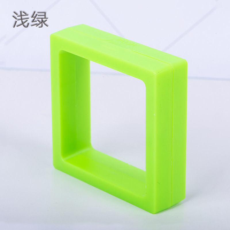 现货pe薄膜悬浮盒首饰防氧化穿戴甲饰品透明展示戒指包装盒批发 规格型号: 粉红色*9*9*2