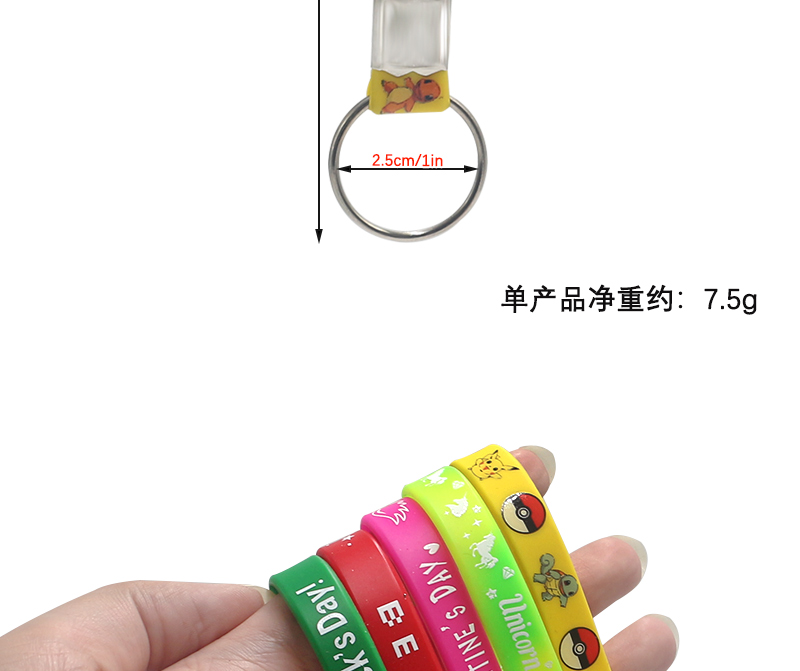 跨境亚马逊 TEMU 希音 硅胶钥匙铁圈 多种印刷挂绳防丢钥匙圈详情8