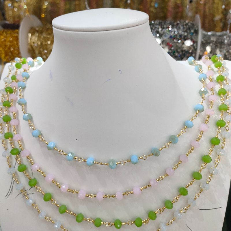Crystal handmade chain bracelet necklace accessories in multiple colors 312312333