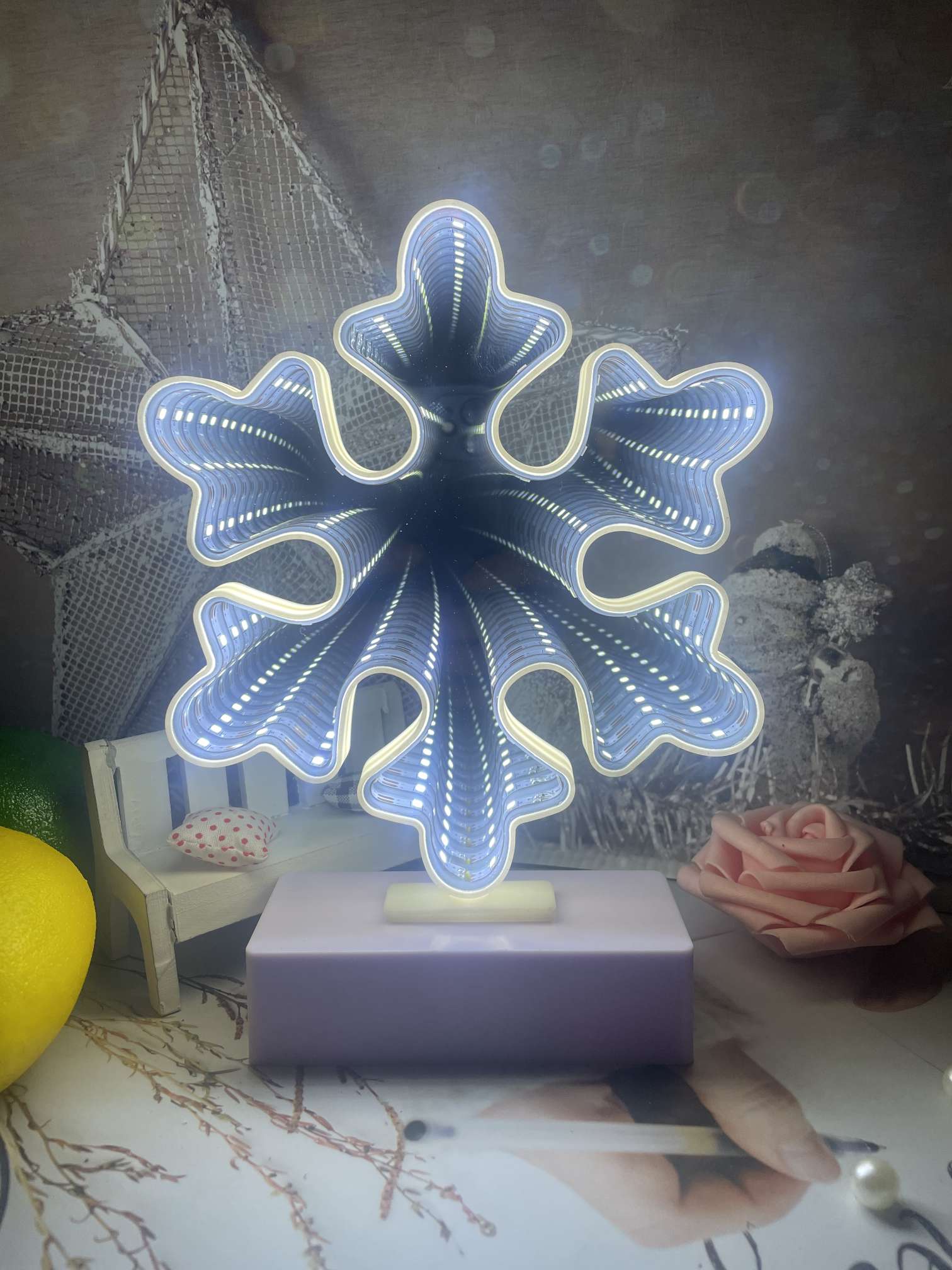 圣诞摆件双面隧道灯有糖果 拐杖 圣诞袜 圣诞帽 圣诞树 圣诞老人，背包老人， 雪花，音乐老人，挥手圣诞老人，雪花圣诞树鹿详情图2