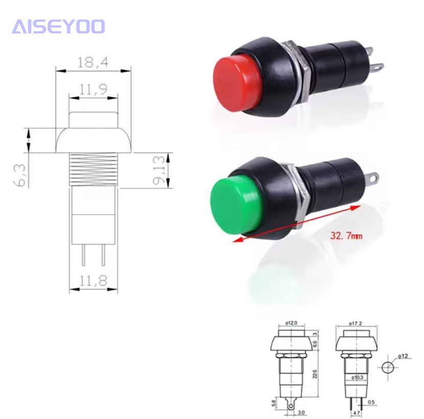 The PS-11A /11B push-button switch features red, green, yellow, white, blue and black heads. It is a self-locking/lock-free push-button device. The start button is circular and self-locking. The push-button switch has a small installation hole of 12MM Application Scenario