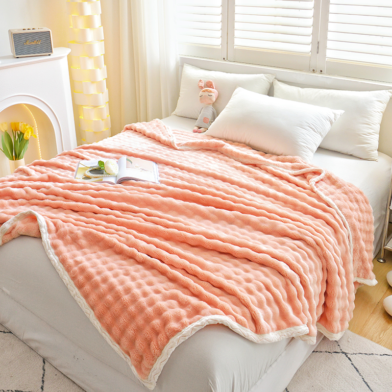 Junbao Home Textiles rabbit fur bubble blankets are available for wholesale export with large quantities in stock and customization available Application Scenario
