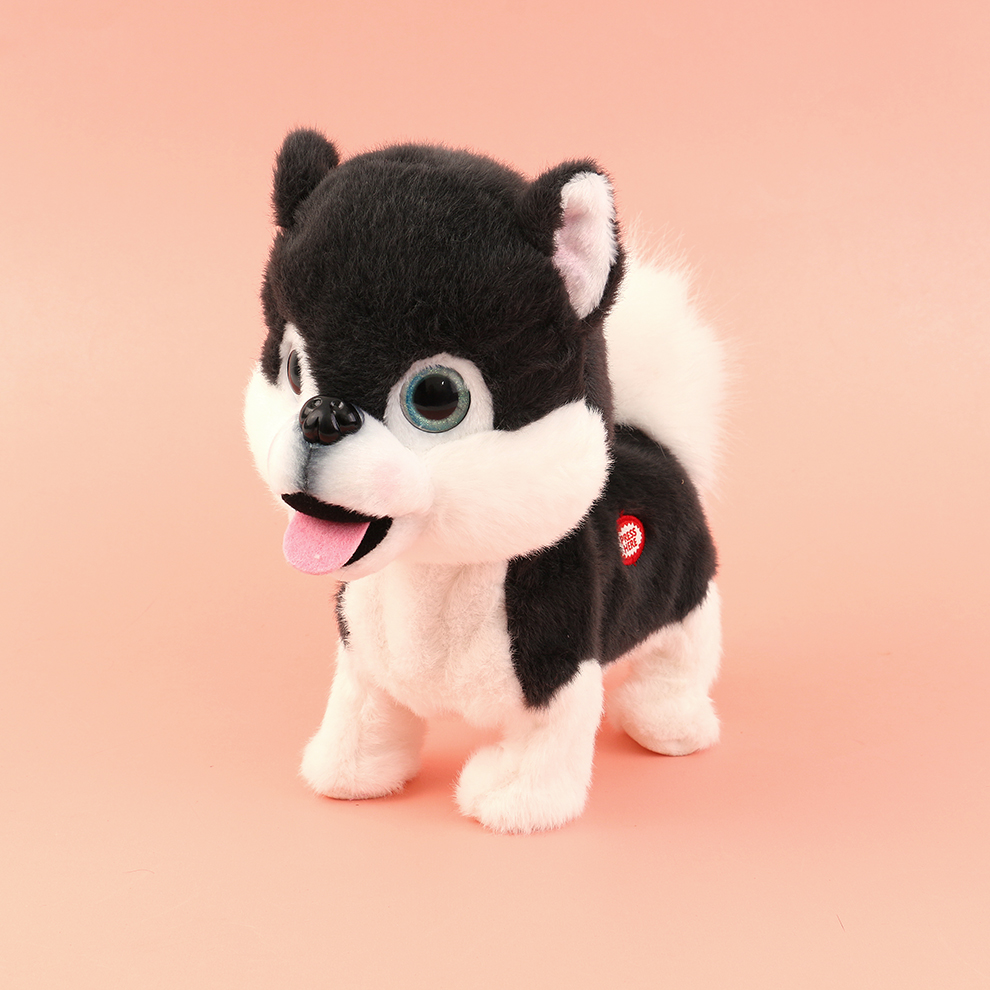 Electric toy simulation puppy sticking out its tongue, creative toy that can bark, walk and shake its head, plush simulation dog, wholesale in stock, factory direct sales