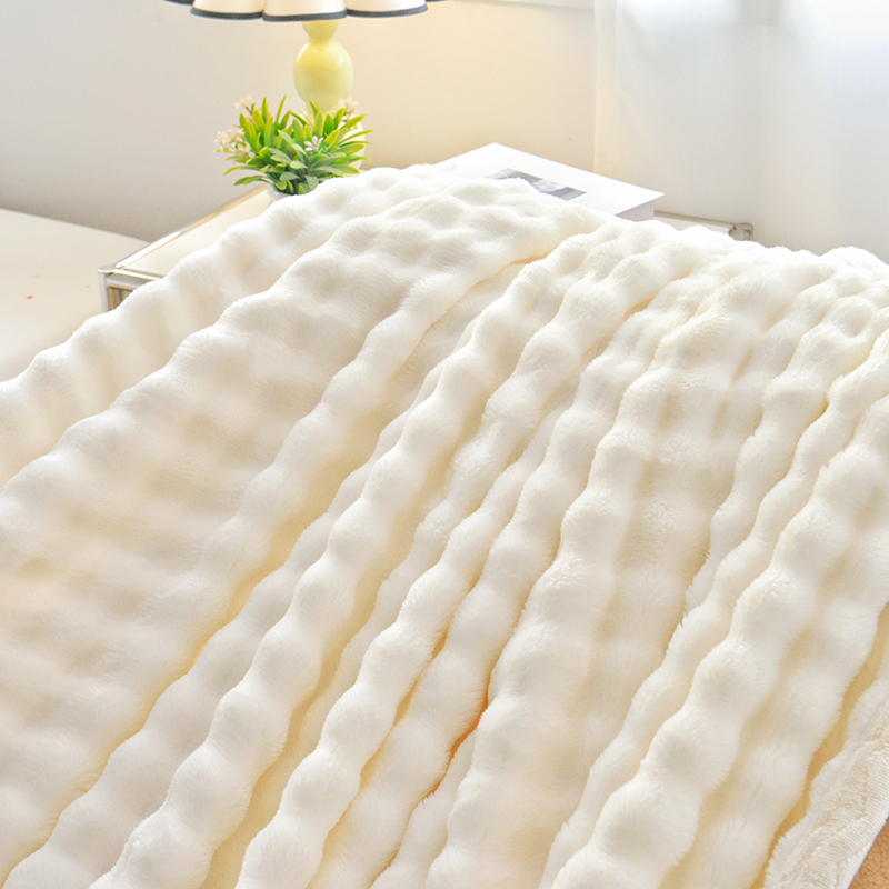 Junbao Home Textiles rabbit fur bubble blankets are available for wholesale export with large quantities in stock and customization available pic 2