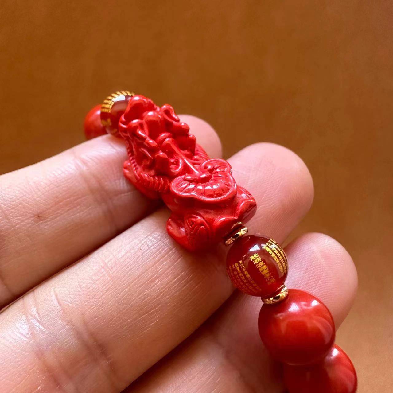 Fude Xuan cinnabar Bracelet wholesale, cinnabar Buddhist prayer beads bracelet for men and women, temple connection items, 10mm red cinnabar round bead carved PI Xiu bracelet, single-loop bracelet, live-streaming bestseller, in stock, night market, street stall, scenic area pic 7