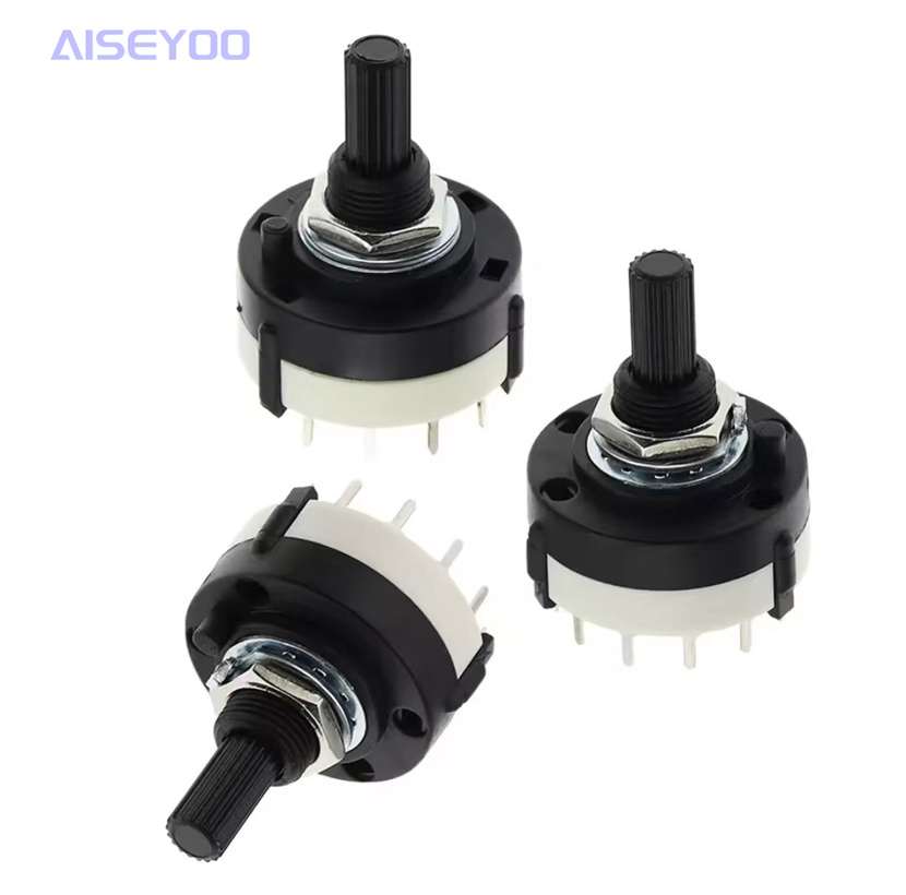 The RS26MM band rotary switch is made of all-plastic and can adjust the gear position by itself. The handle length is 20MM. It is a single-blade 12-position, double-blade 6-position, triple-blade 4-position, four-blade 3-position rotary switch Item Picture