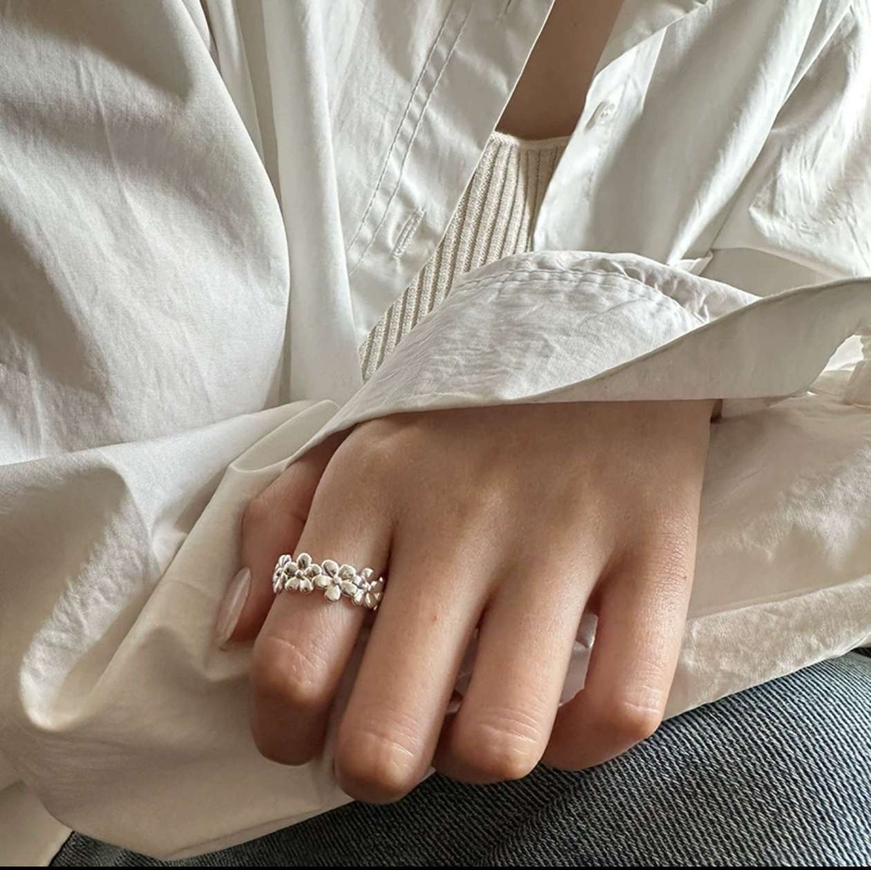 春夏季镂空蕾丝花朵戒指女轻奢高级感开口戒小众设计感食指戒指环戒指产品图