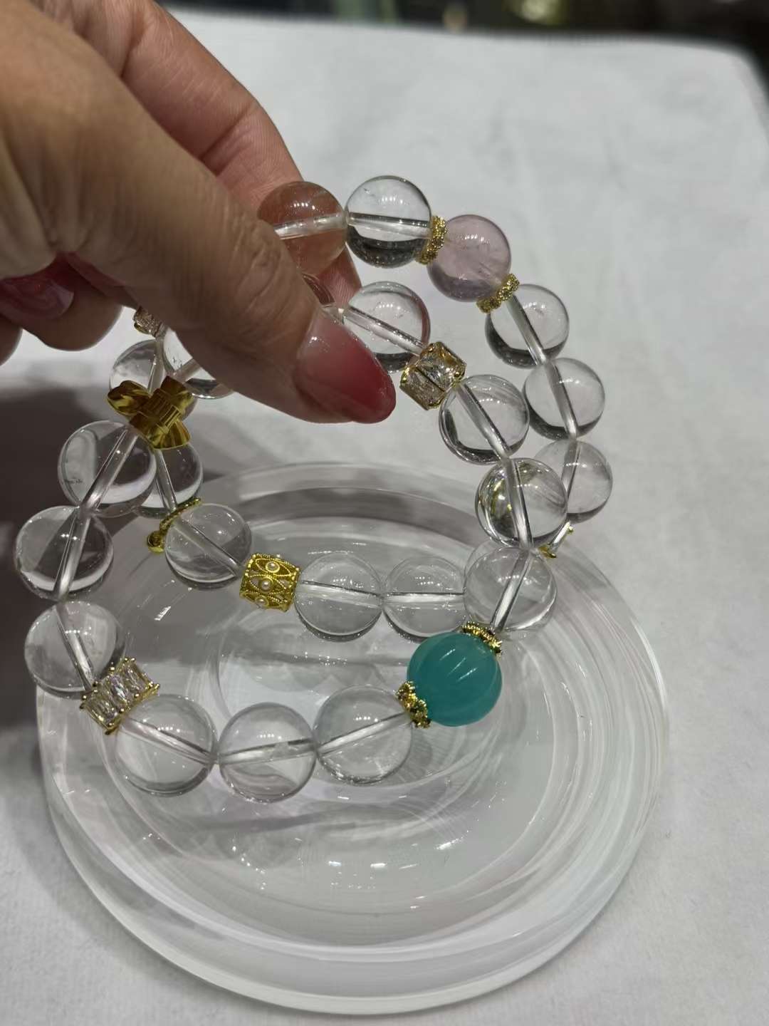 进口饰品天然水晶翡翠珠宝天然白水晶高级珠宝首饰精致手工打造珠宝首饰定制白底实物图