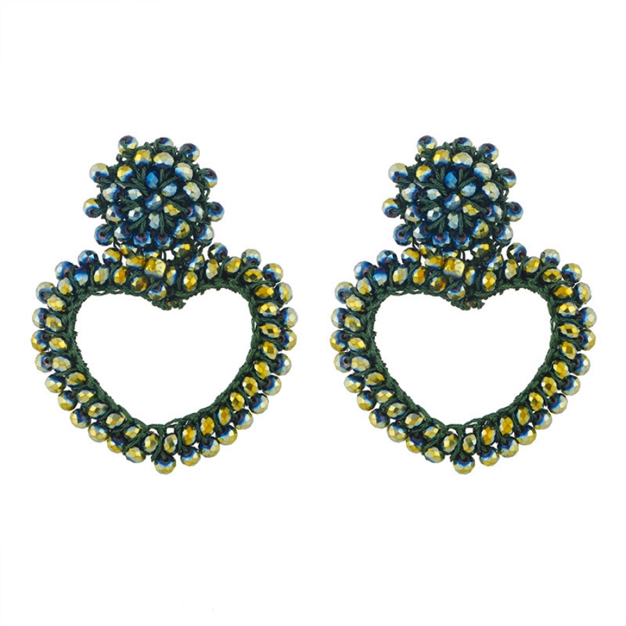 时尚水晶珠子手工编织耳环夸张耳饰多种颜色饰品饰品耳环爱心型产品图
