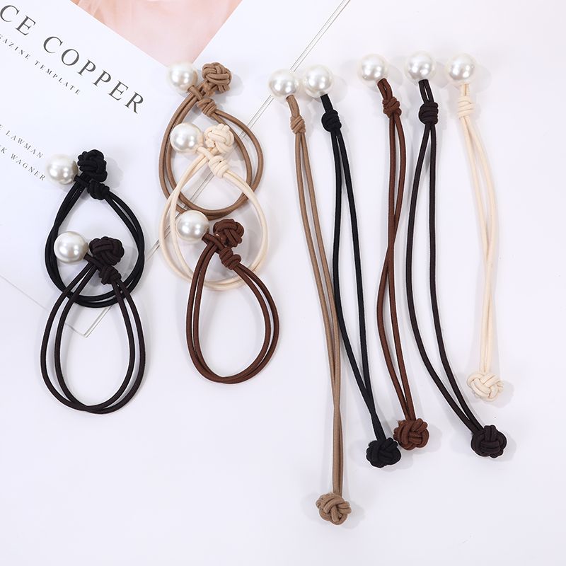Simple pearl Chinese knot hair tie, high ponytail rubber band for women, high elasticity and durable hair tie detail image 8