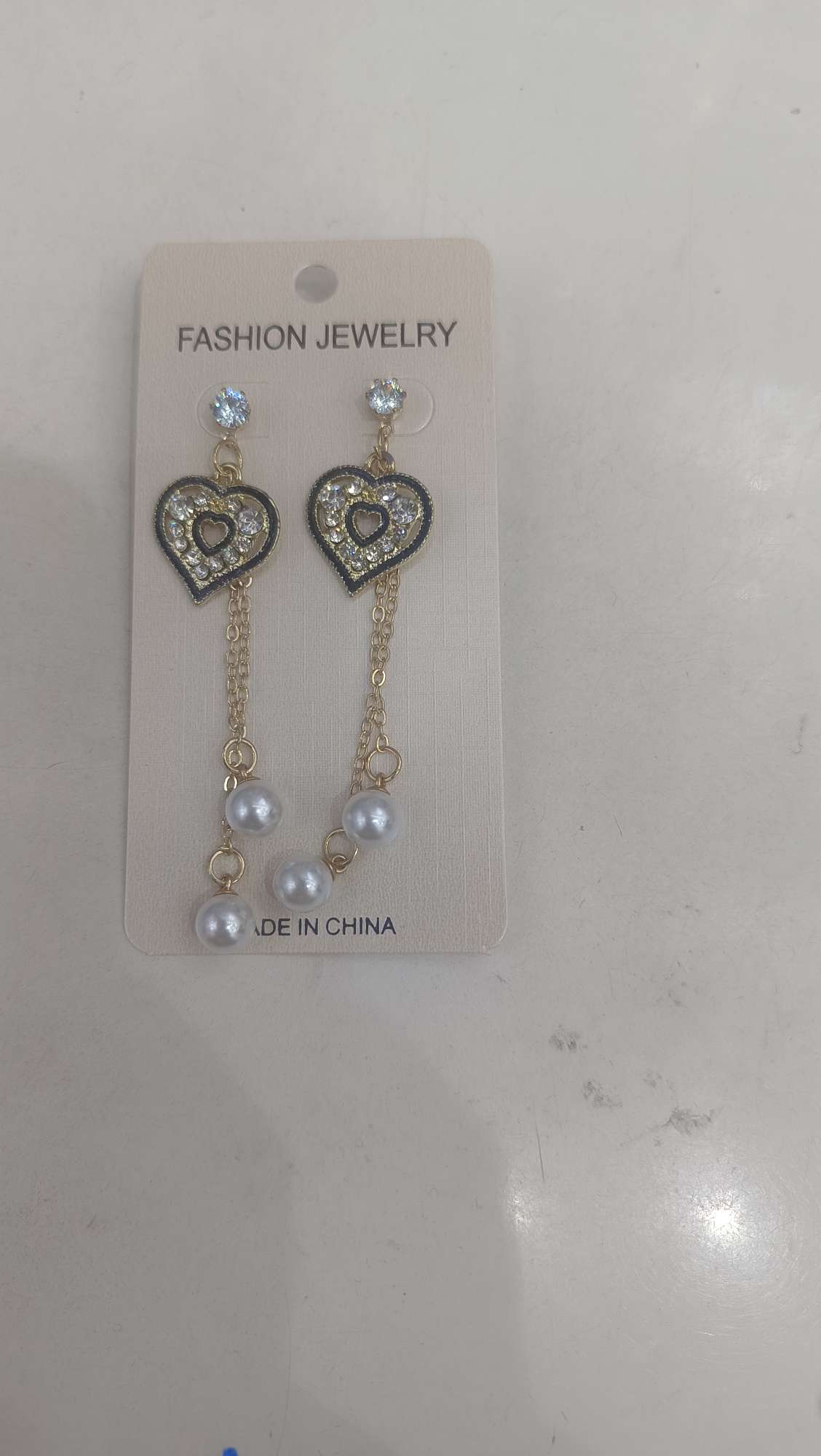 珍珠耳环跨境新款简约清新项链耳环套装镶嵌钻石小众设计锁骨链百搭食指戒 /细节图