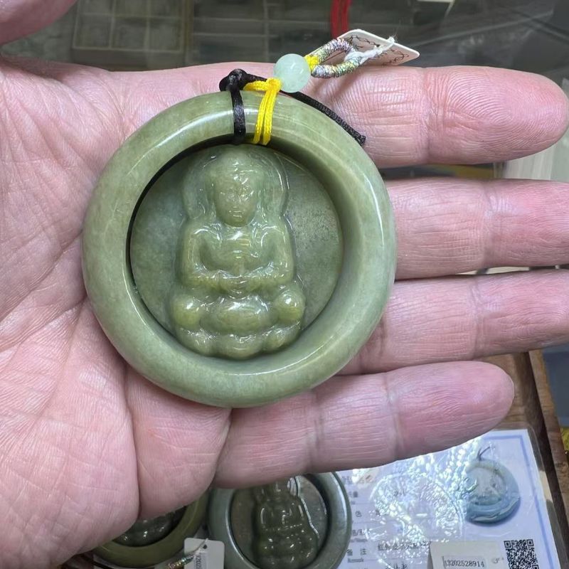 Изумрудный кулон, ожерелье каньинь михайлова, колье а, колье с большим брелком на шее, содержащее ювелирные изделия из оптовой торговли будды pic 6