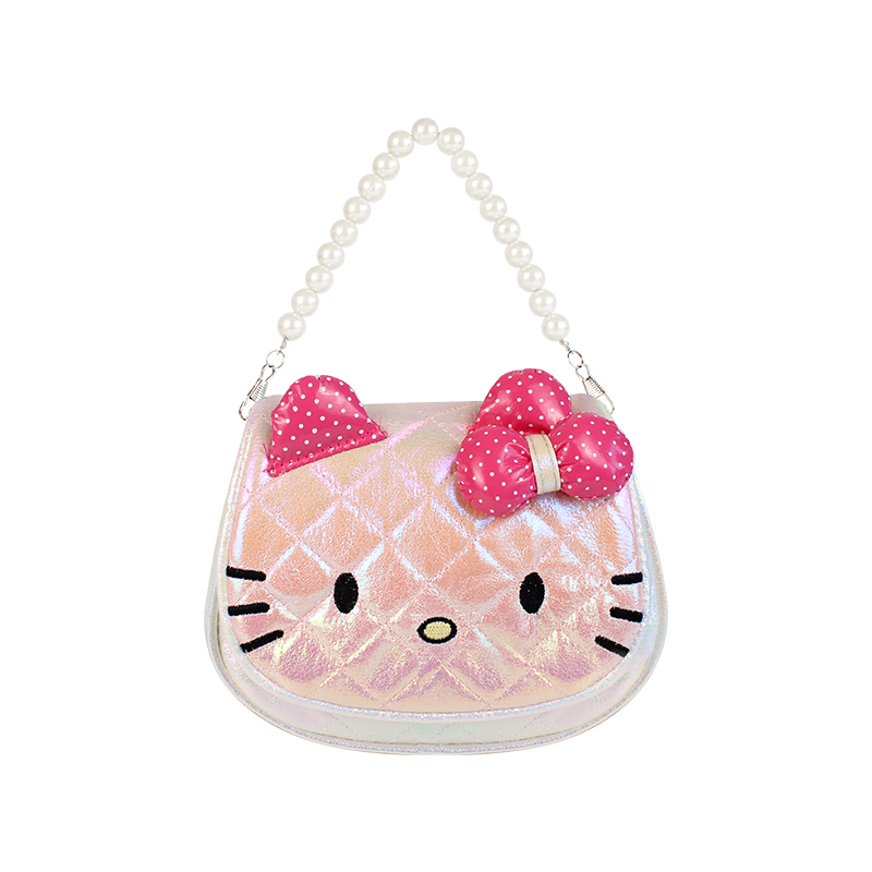 大尾猫卡通可爱萌趣珍珠斜挎包儿童斜挎包儿童单肩包女孩可爱户外时尚迷你韩版挎包手提包mini包卡通儿童包包可爱小包可爱小包