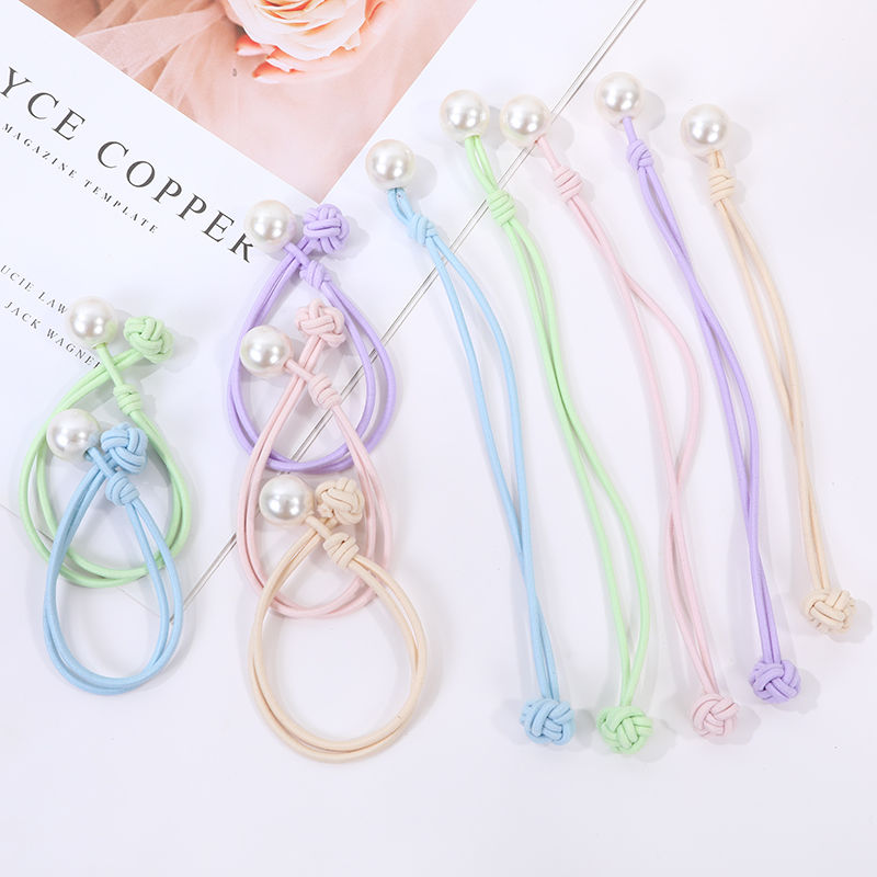 Simple pearl Chinese knot hair tie, high ponytail rubber band for women, high elasticity and durable hair tie Item Picture