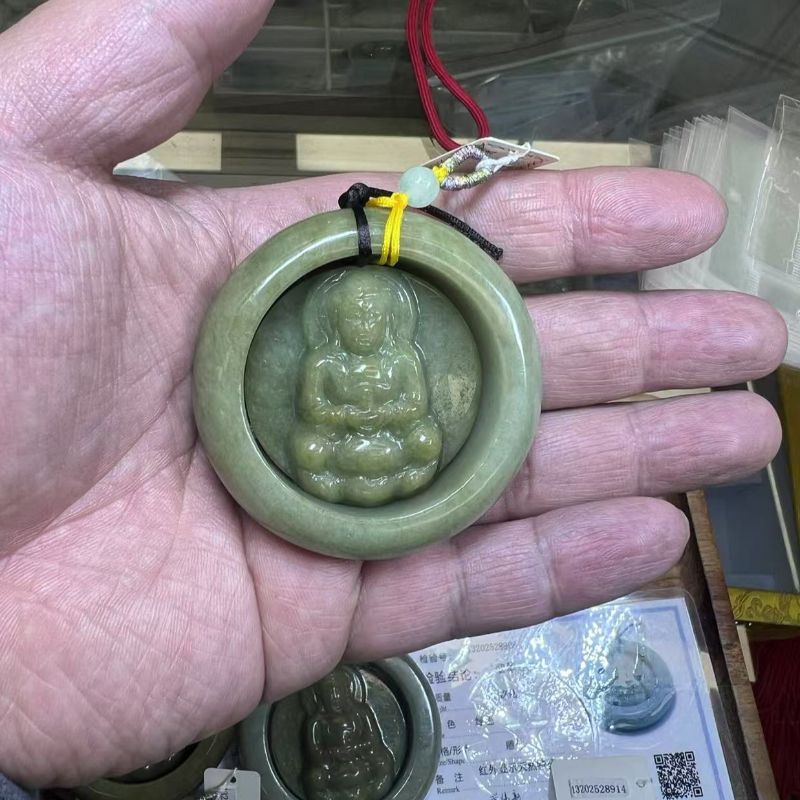 Изумрудный кулон, ожерелье каньинь михайлова, колье а, колье с большим брелком на шее, содержащее ювелирные изделия из оптовой торговли будды pic 7