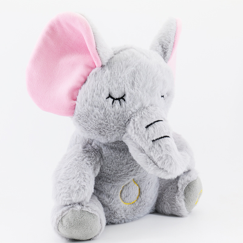 New breathing bear and elephant plush toy, newborn music glowing soothing sleep doll details Picture