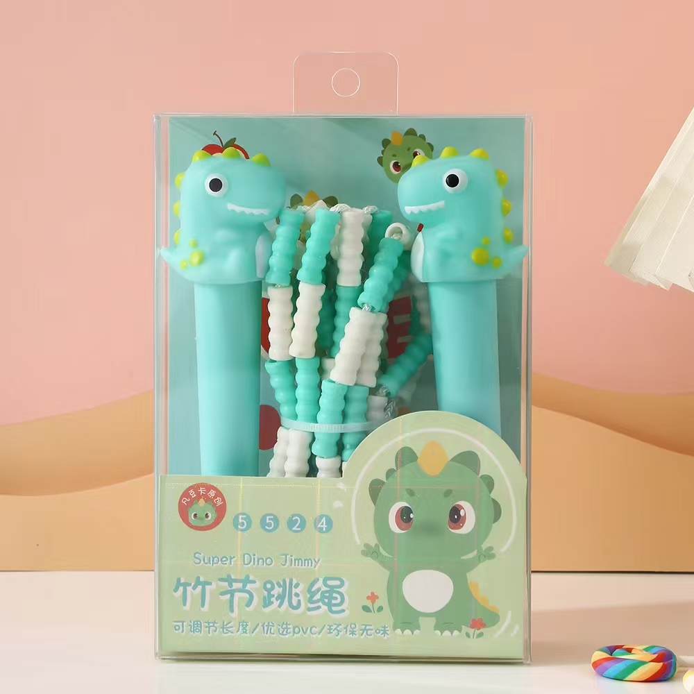 Fan Dou Ka Stationery Creative Cute Cartoon Head Super Dino Jimmy Bamboo Joint Skipping Rope Sports Goods Fitness Goods Skipping rope Children outdoor