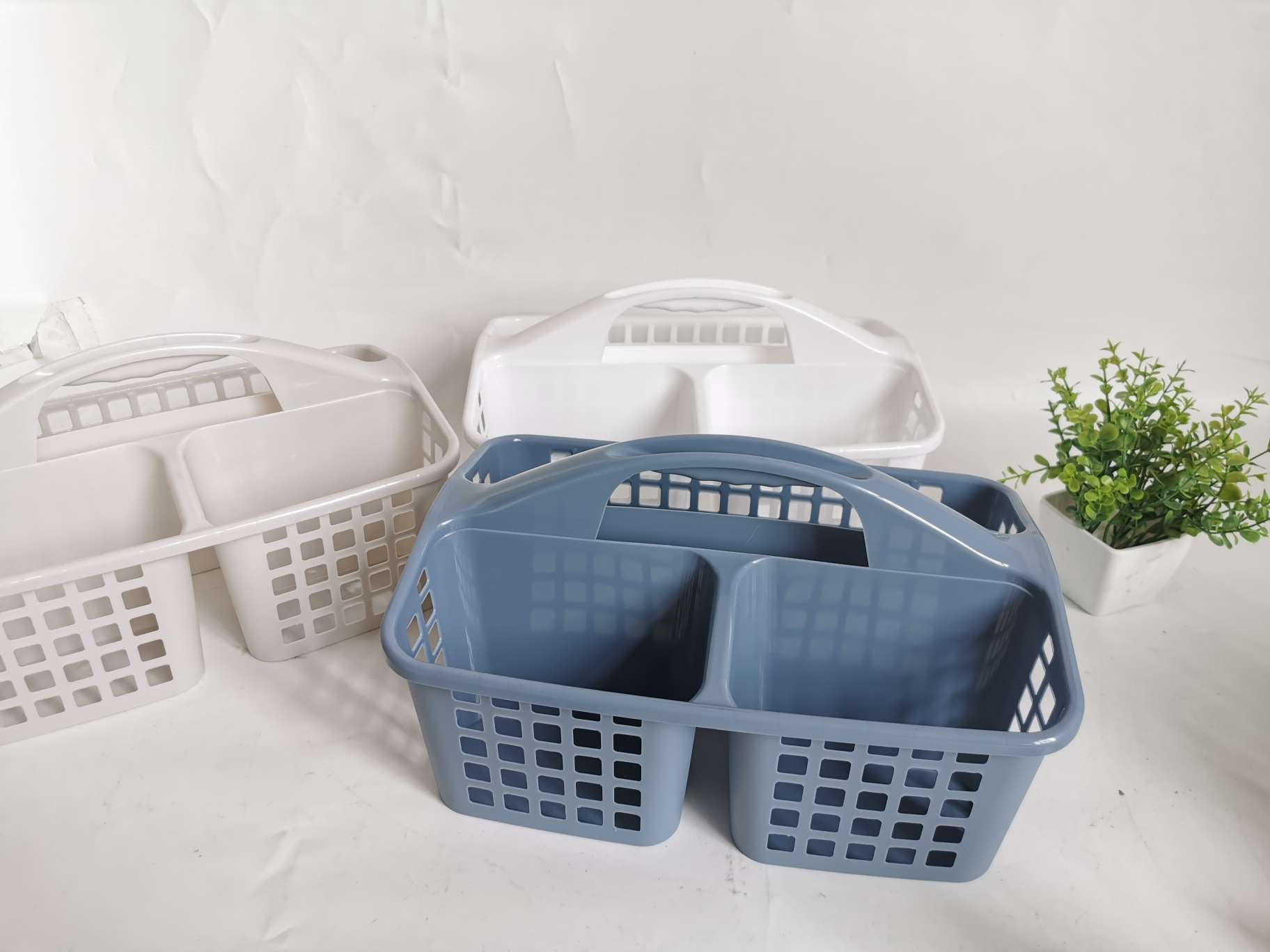 大号桌面手提收纳篮浴室手提收纳篮白底实物图